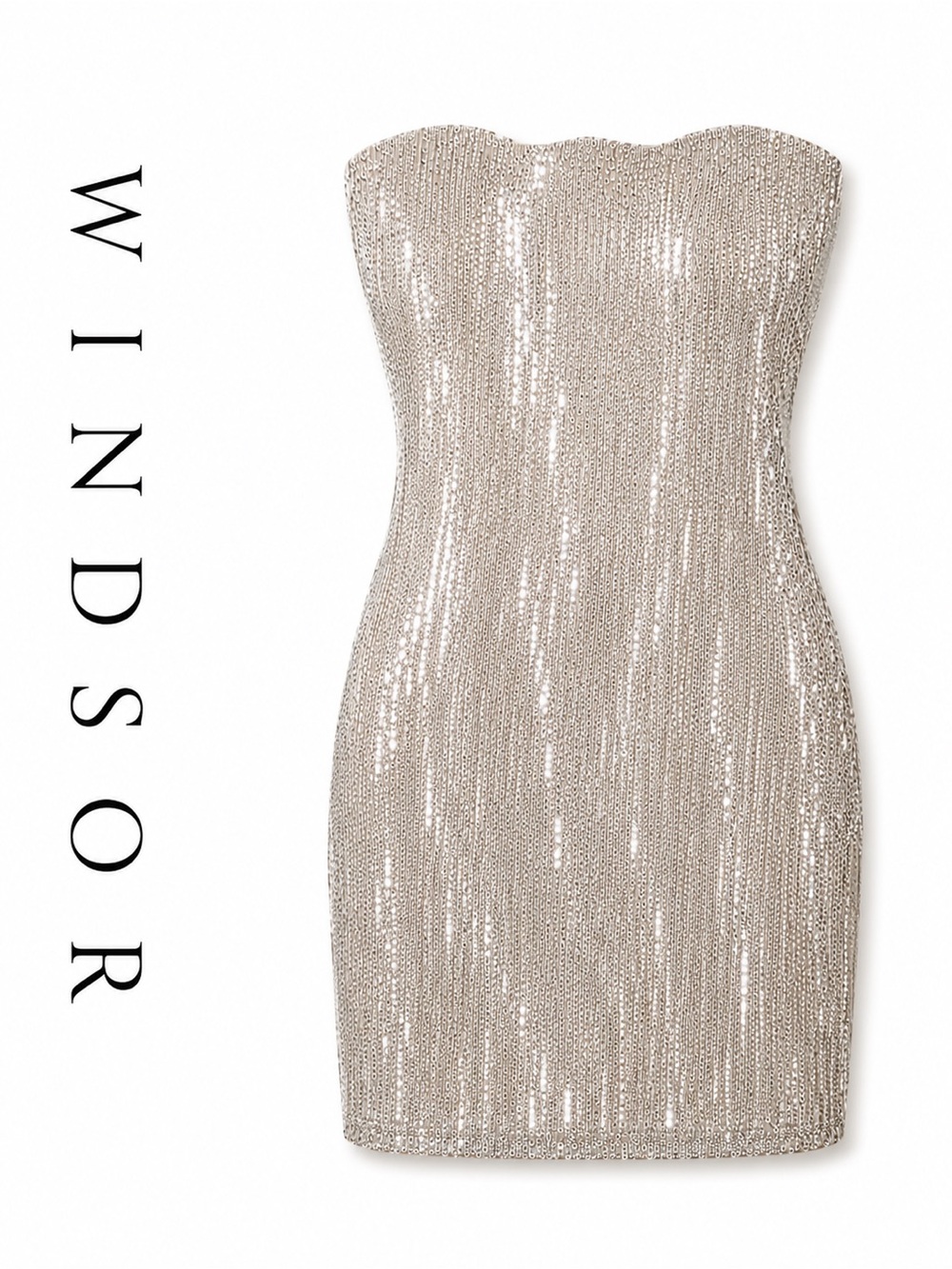 Windsor Silver Sequin Mini Dress Glam Party Cocktail Medium NWT E